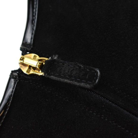 GUCCI: Black, Suede & Patent Leather Ankle Booties - Picture 5 of 9